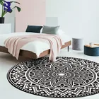 SunnyRain 1 шт. флисовый черный ковер с рисунком мандалы для спальни круглые ковры для гостиной круглые ковры