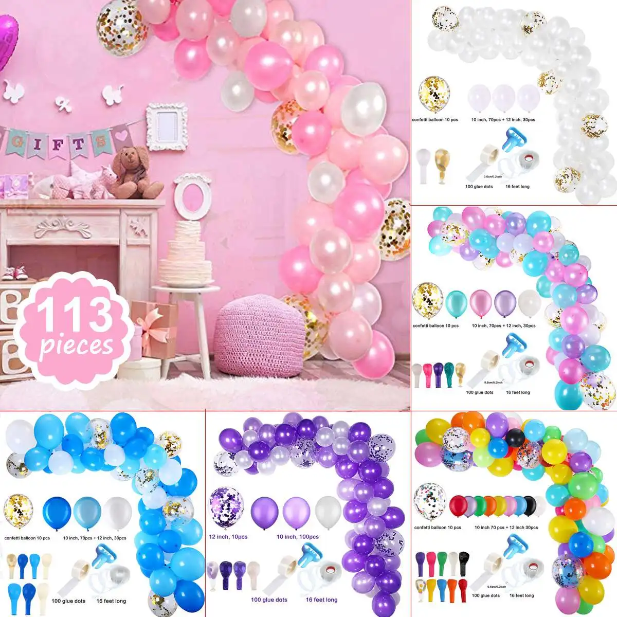 

113pcs Balloon Arch Kit Green Confetti Metal Balloon Wedding Birthday Jungle Party Decor Baby Shower Hawaii Party Latex Balloon