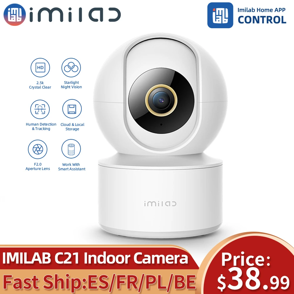 IMILAB C21 Home Security Camera WiFi 2.5K HD IP Indoors Baby Cam 360°Vedio Surveillance CCTV Night Vision Webcam Work With Alexa