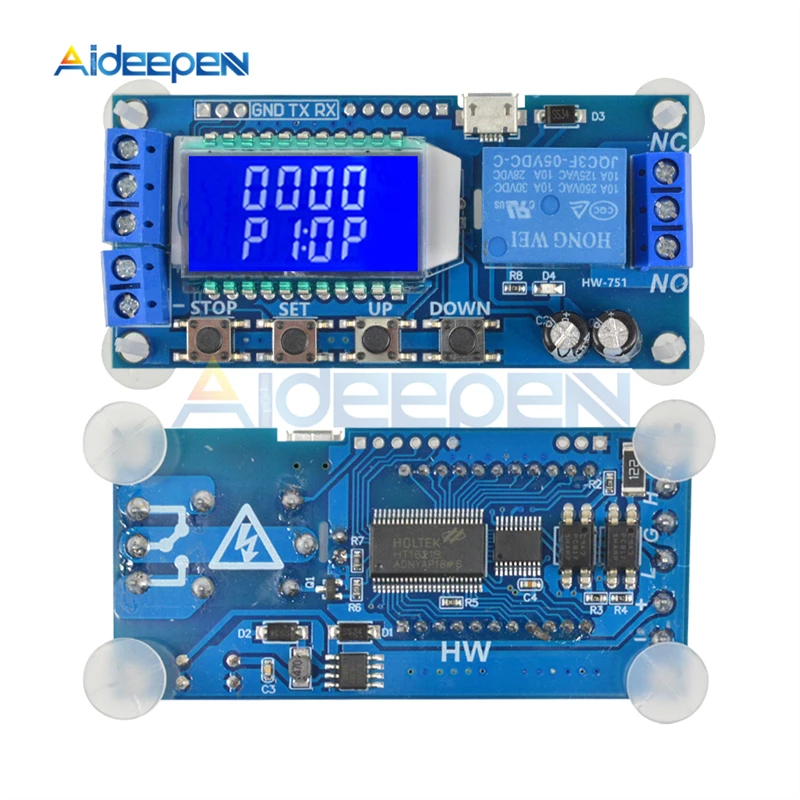 С источником питания от постоянного тока, 6 V-30 V микро USB цифровой ЖК-дисплей Дисплей реле задержки времени модуль Многофункциональный Управление таймер цикл запуска зарядная Модульная плата