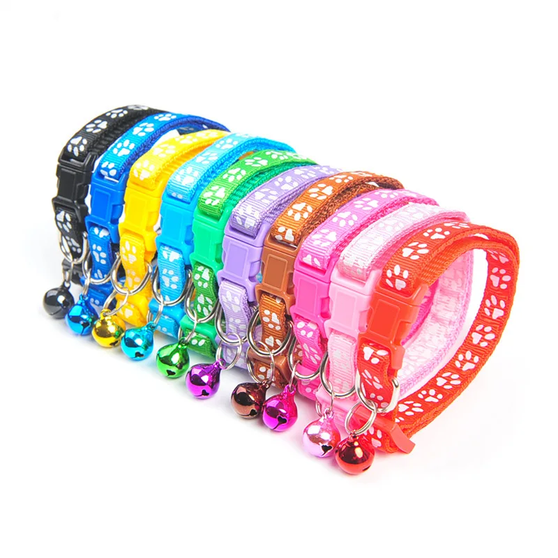 

New Cute Bell Collar For Cats Dog Collar Teddy Dog Cartoon Funny Footprint Collars Leads Cat Accessories Animal Goods