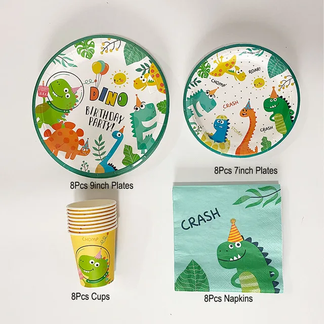 

Jungle Theme Dinosaur Party Decoration Balloon Dinosaur Disposable Tableware Set Baby Shower Children Birthday Party Gift