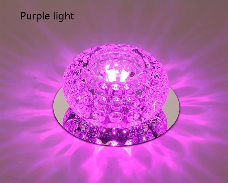 Purple light Светодиодный хрустальный потолочный светильник s современный круговой мини потолочный светильник светодиодный светильник для гостиной спальни прохода коридора кухни крыльца 3 Вт 5 Вт - Цвет корпуса: Purple light