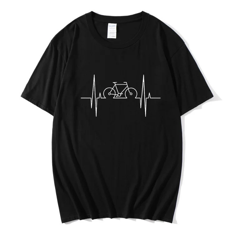

Модная мужская футболка из чистого хлопка, забавная футболка для горного велосипеда с изображением пульса, дикого велосипеда, Мужская футб...