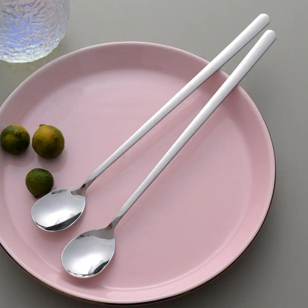 

Metal Spoon Portable Anti-rust Stable Stainless Steel Spoon Breakfast Coffee Milk Teaspoon for Home