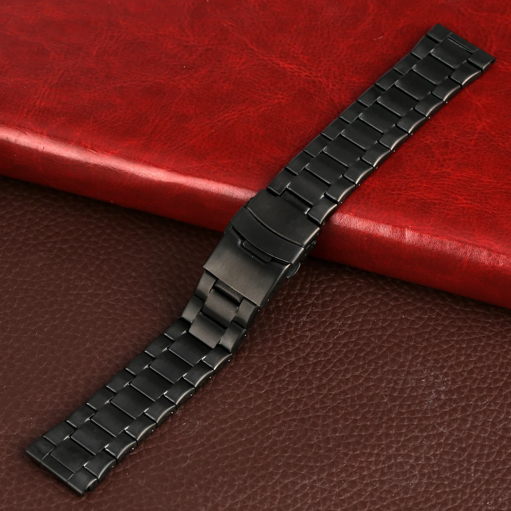 Ремешок из нержавеющей стали для мужских и женских наручных часов черный