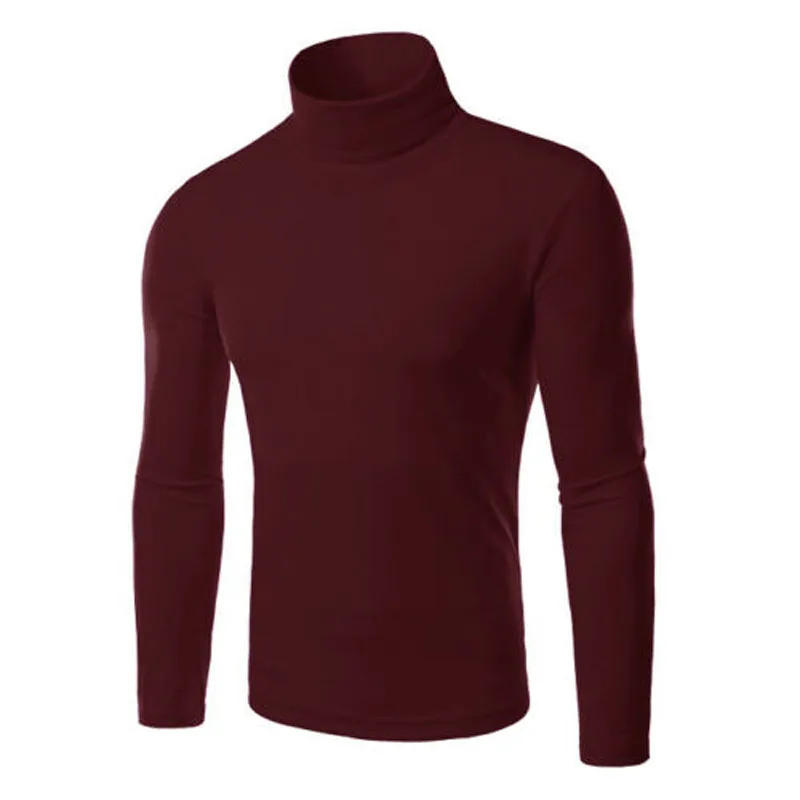2020 new brand fashion hot mens slim winter fashion simple neck turtleneck sweater stretch jumper shirt free global shipping