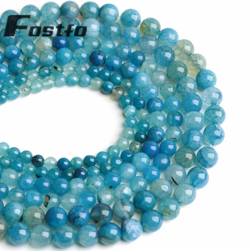 

Natural Stone Dragon Pattern Agate Lake Blue Beads Round Loose Spacer Beads For Jewelry Making 6/8/10mm DIY Handmade Bracelets