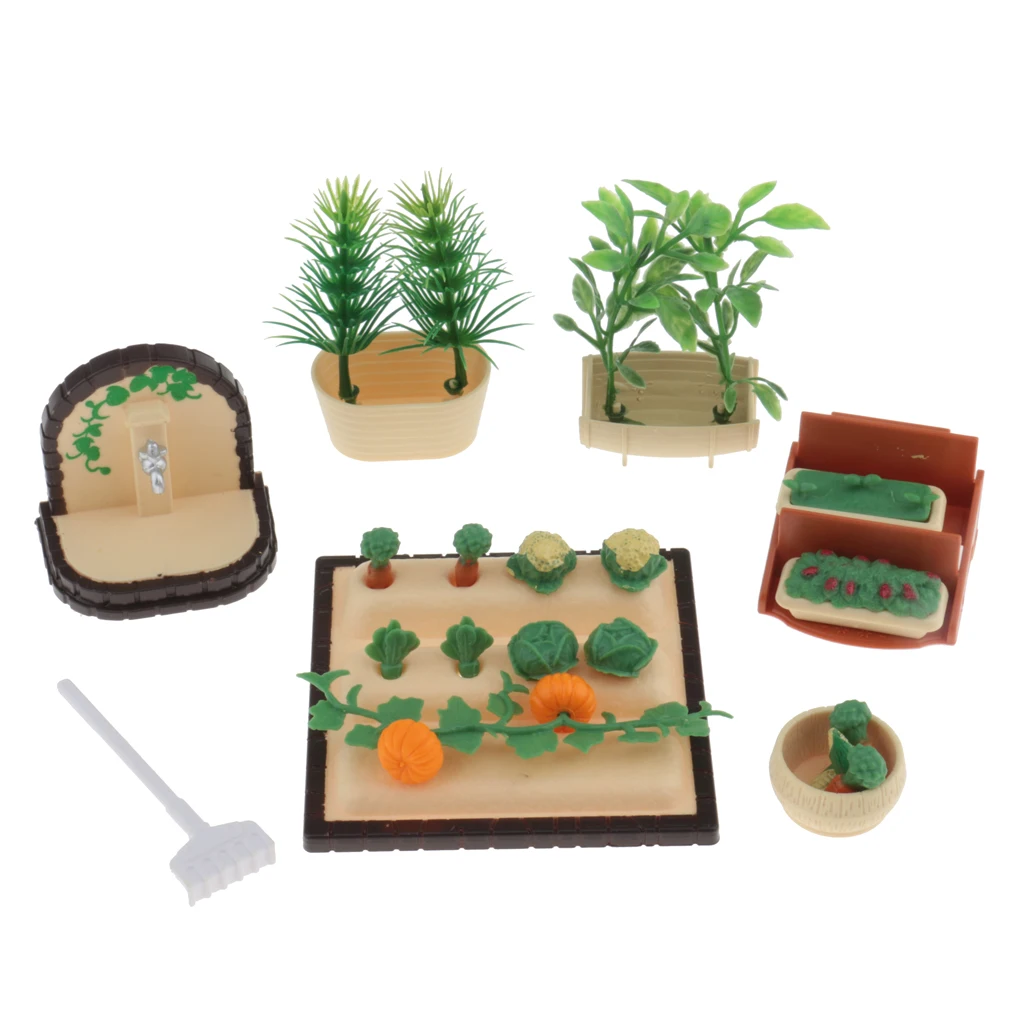 

Dollhouse Miniature Garden Decoration Vegetable And Tree Set in 1:12 Scale