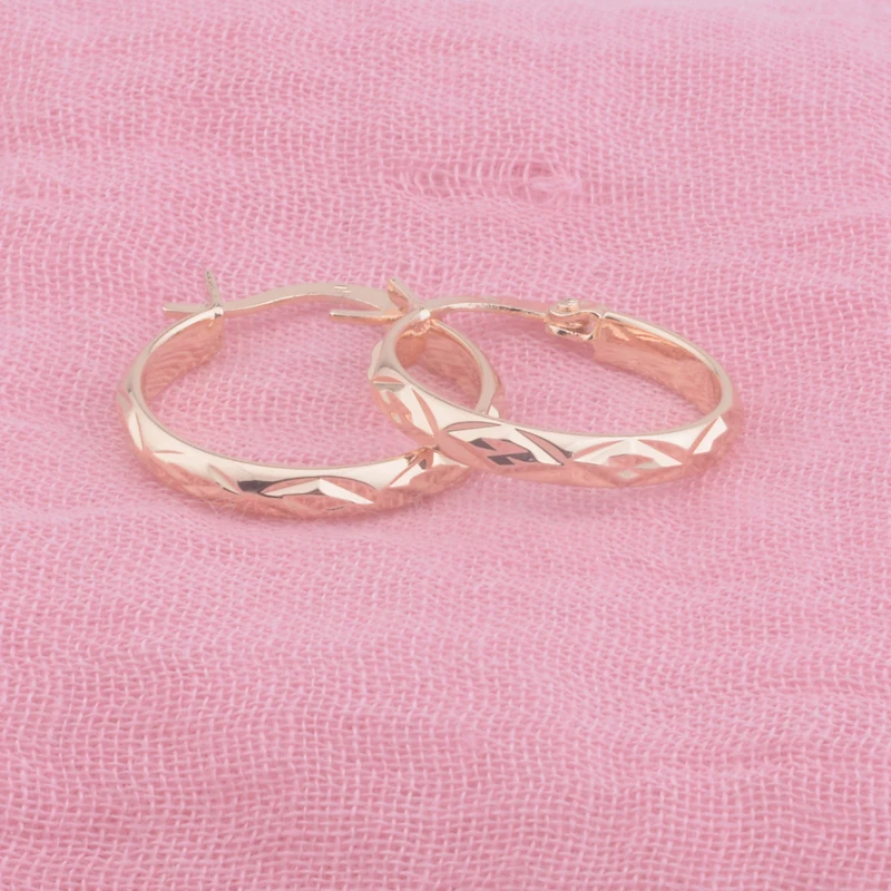 Женские золотистые серьги кольца FJ с гравировкой в виде умного круга