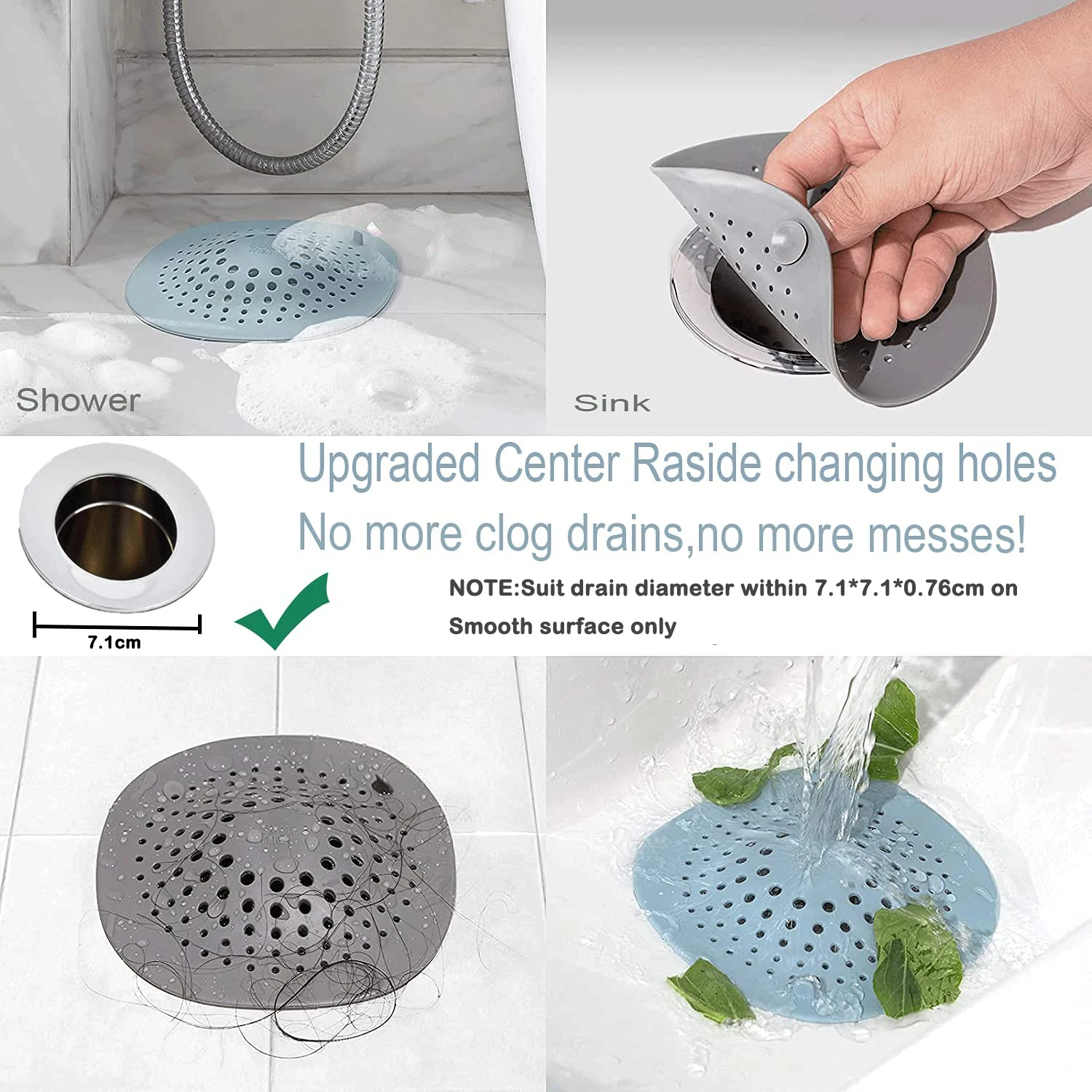 Фильтр для раковины кухни, предохранитель от волос для душа, затычка для ванны, покрытие пола в ванной комнате, универсальный антизасоритель.