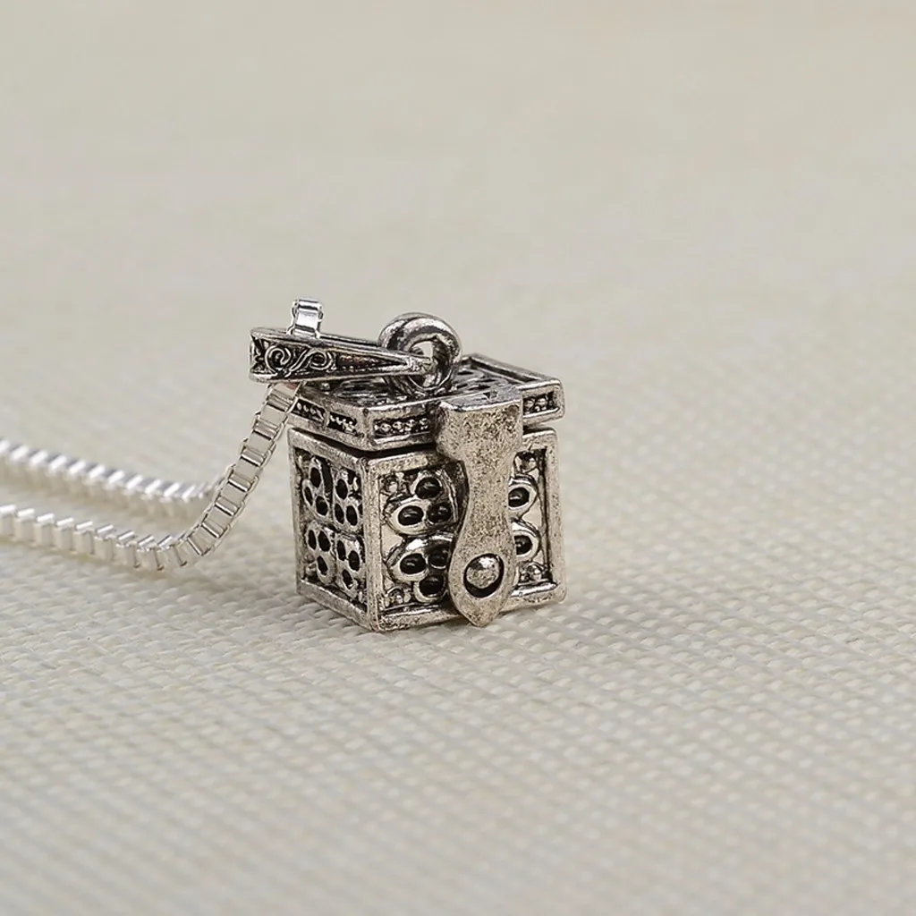 Ожерелье Pandora's Secret с цилиндрической коробкой из титановой стали памятная кулон