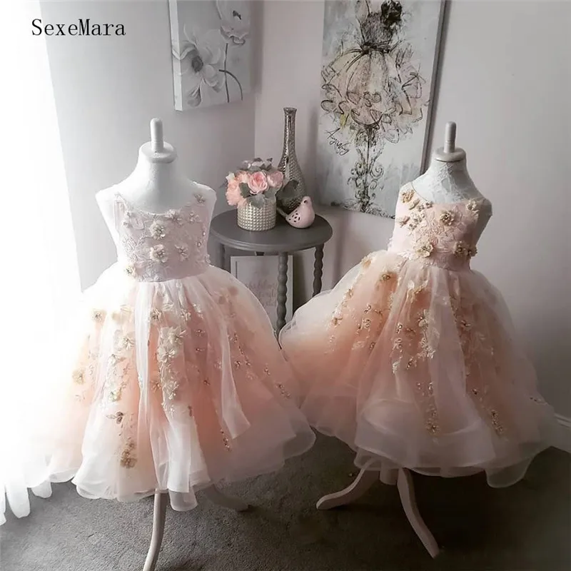 SexeMara/платья для маленьких девочек на День рождения кружевная Одежда с объемными