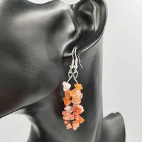natural crystal stone dangle earrings multicolor stone hanging earrings vintage fashion woman earring hook jewelry