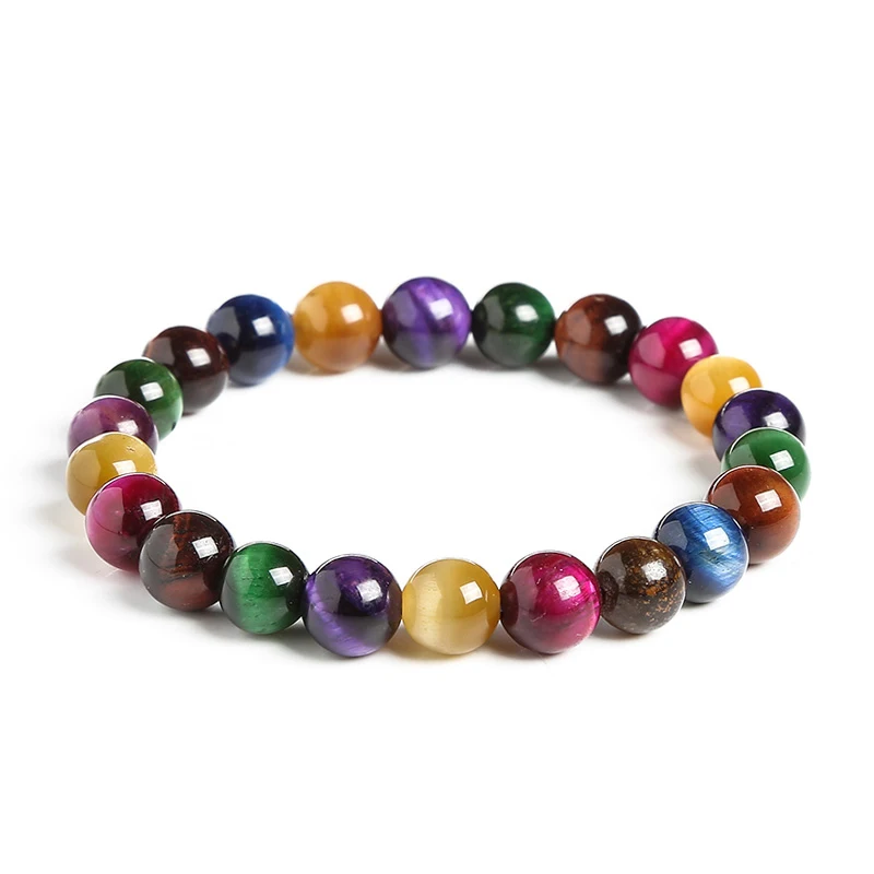 

Natural Stone Tiger Eye 7 Chakra Bracelets & Bangles for Women Yoga Balance Prayer Beads Bracelet Men Colorful Elastic Jewelry