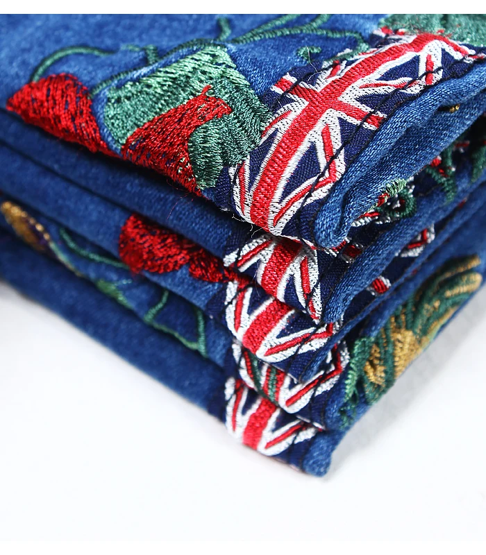 Youaxon джинсы с цветочной вышивкой Новое поступление европейский размер женские