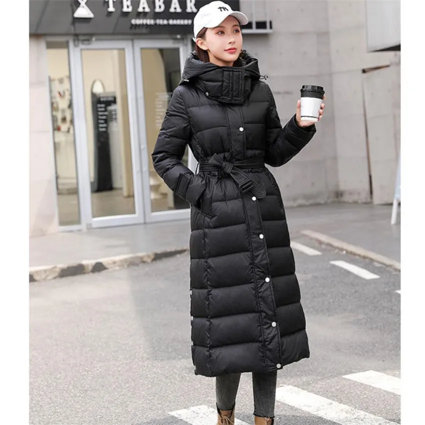 

White Duck Down Jacket Women Winter 2020 Brand Female Parka Long Puffer Jacket Hooded Snow Outwear Thick Warm Waterproof Coats