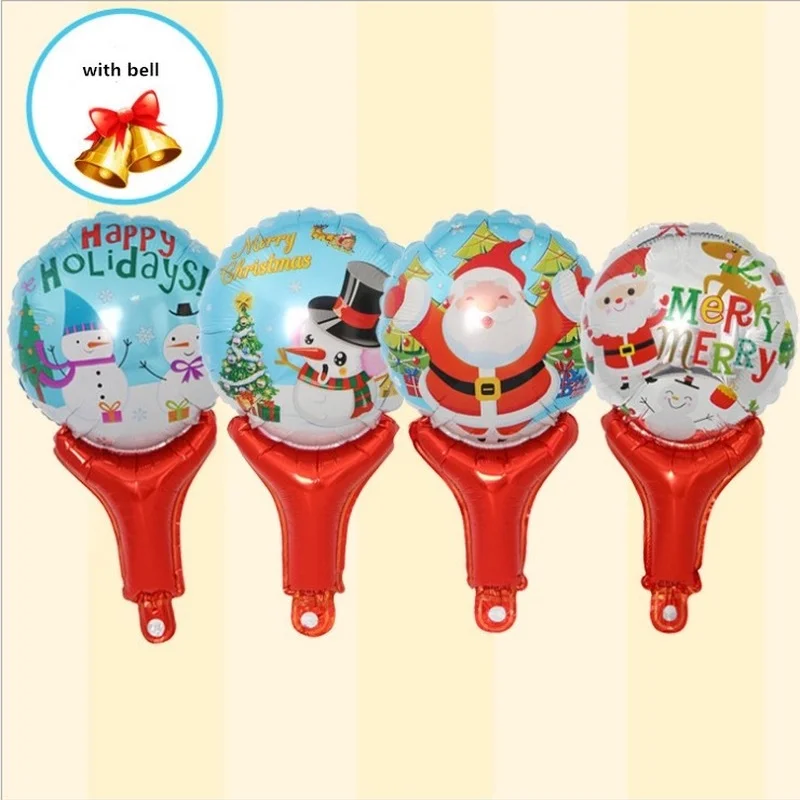 

Cute Santa Clause Snowman Elk Balloon with Handle Bell Kids Gifts Christams Decorations for Home Happy New Year Party Kids Toys