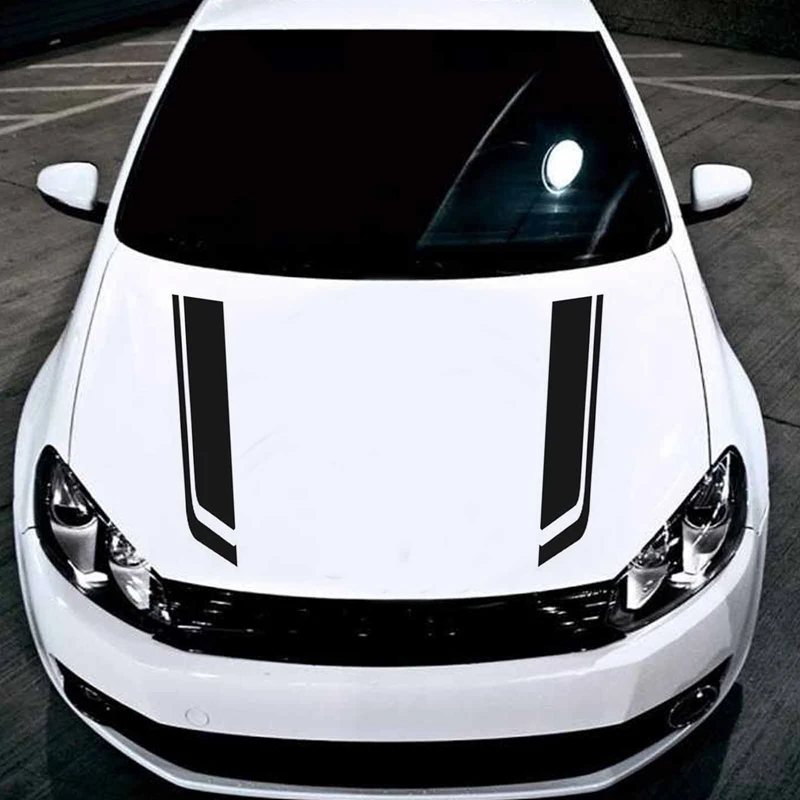 

2Pcs Universal Black Car Racing Car Hood Sticker Stripe Decal Vinyl Bonnet Motorsport Stripe Sticker Applique Car Accessories