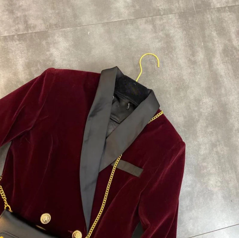 Женское бархатное платье-пиджак с длинным рукавом приталенный пиджак | Женская