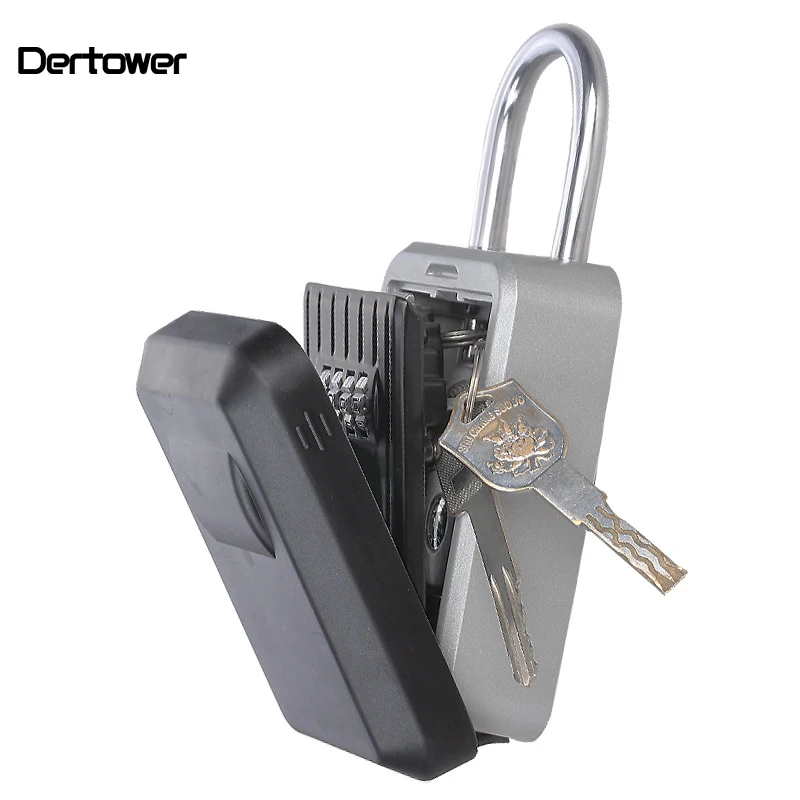 

Wall Hanging Outdoor Key Storage Lock Box 4-Digit Combination Password Key Safe Box Resettable Code Key Holder Hider