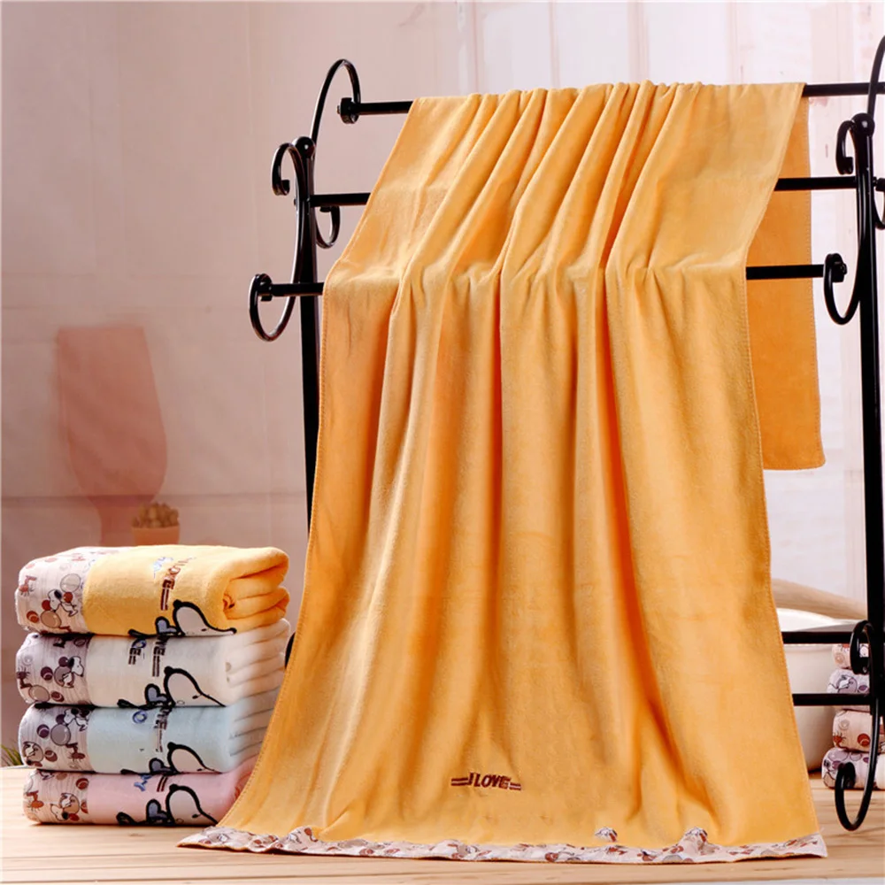 

2-piece bath towel set soft absorbent cartoon towel adult children bath towel set bathroom outdoor sports beach towel