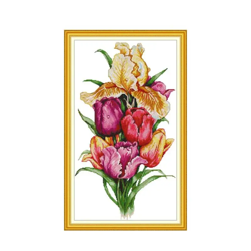 

Набор для вышивки крестиком «тюльпан 9», Набор для вышивки крестиком aida 14ct 11ct, печать на холсте, рукоделие «сделай сам»