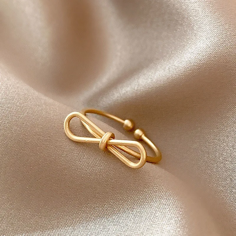 

Bowknot Matt Gold Ring 2021 New Gold Color Sparkling ring Bow Knot Stackable Brand Ring Micro Pave For Women Wedding Jewelry