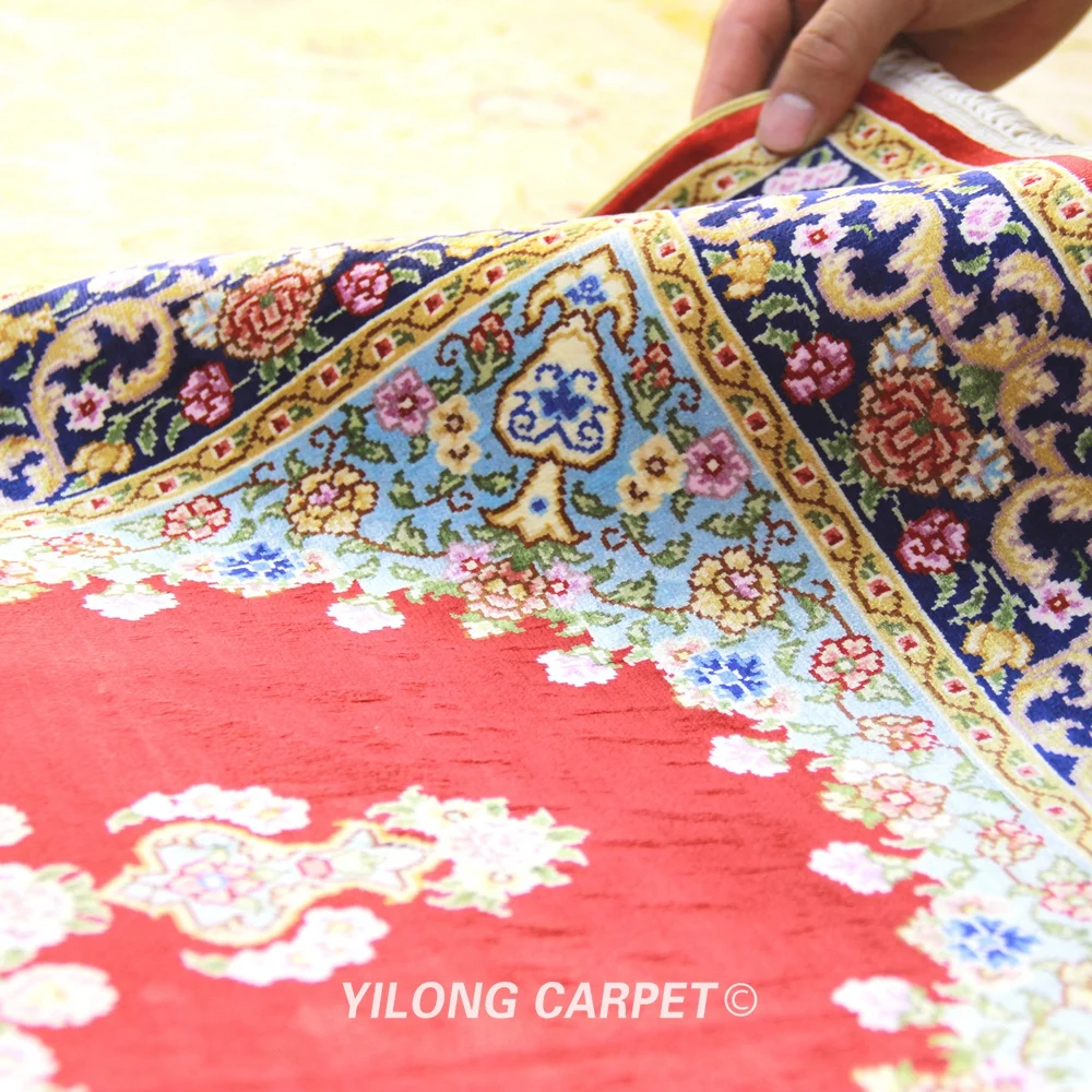 YILONG 2 'x 3' Шелковые восточные ковры и шелковые изысканные красные ручной работы
