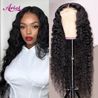 Индийский парик с глубокими вьющимися кружевами спереди, парики из человеческих волос для черных женщин, парик с глубокой волной 4x4, Швейцарский парик с застежкой на сетке, заправленный линией волос