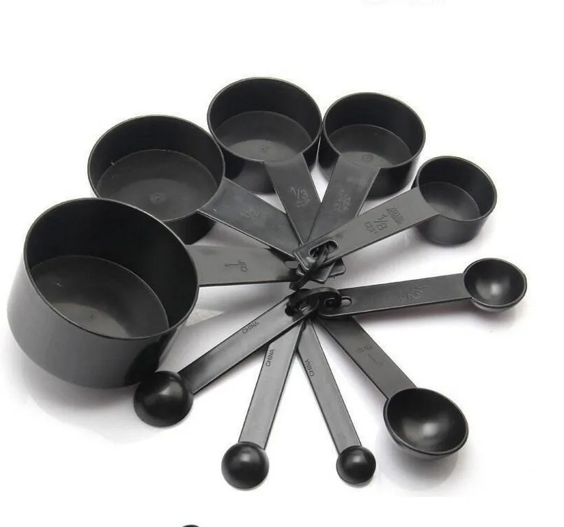 Мерные чашки черного цвета и мерная ложка лопатка Силиконовая ручка 10 шт./компл.