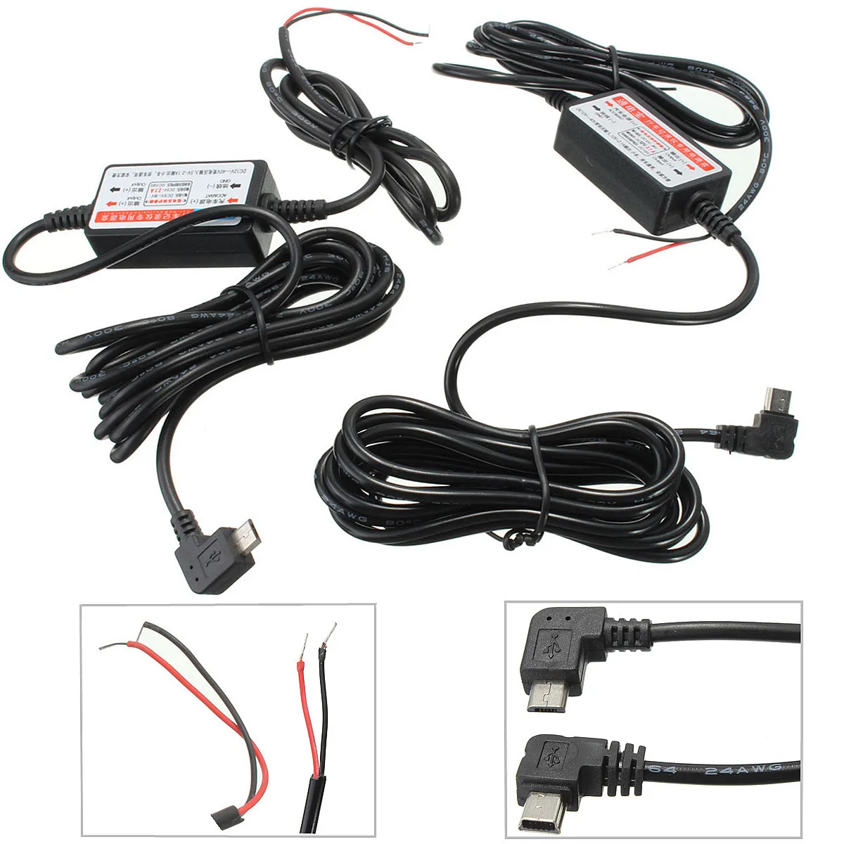 

DC 5V 2A Mini / Micro USB Port Wire Cable Car Charger Kit For Camera Recorder DVR Exclusive Power Supply Box Buck Line Kit