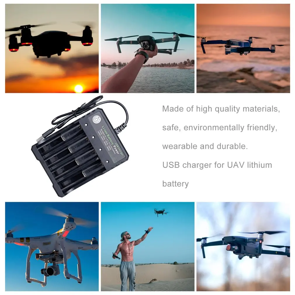 USB 18650 Зарядное устройство Черный 4 слота AC 110V 220V Dual для зарядки 3 7 V перезаряжаемая