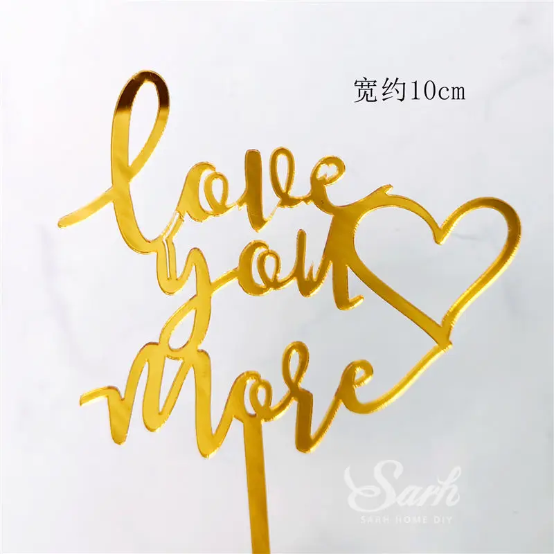 2pc love you more Костюм с ромбовидным галстуком, акриловый свадебный торт для малышей, топперы для жениха и невесты, супружеская пара, украшение, любовь, приспособление для выпечки - Цвет: 2pc love you more