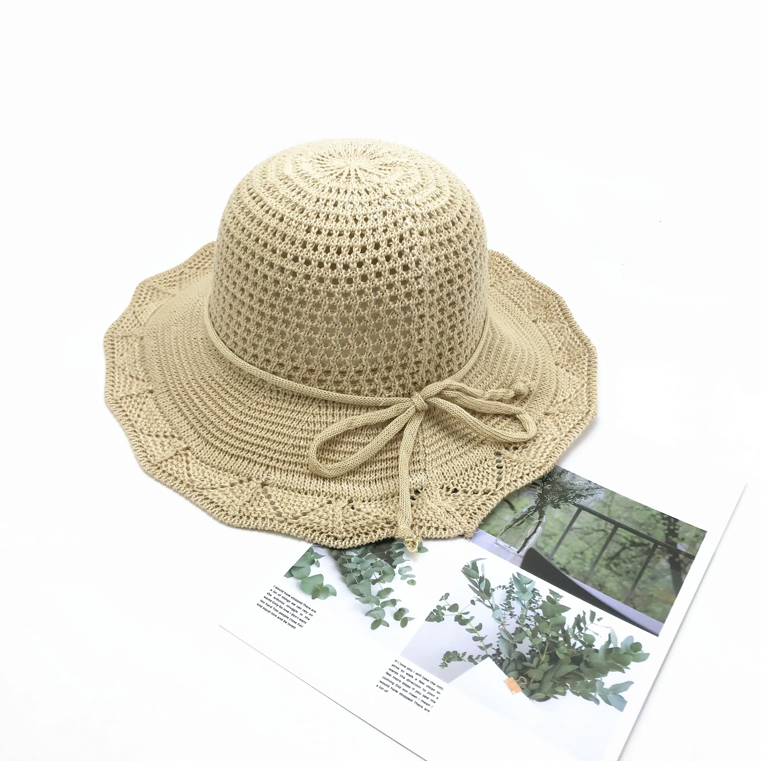 

Korea's new version of breathable small fresh fisherman's hat women's sun visor openwork art basin hat foldable knit hat