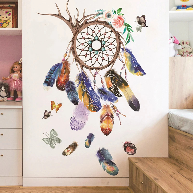 Красочные перья для гостиной спальни дверь стеклянная фотография 30*90 см 3D Ловец