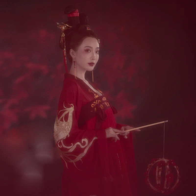 Meng Hun Xiang WYJN Красный Феникс вышитые Hanfu Зимний снег тематическая фотография костюм