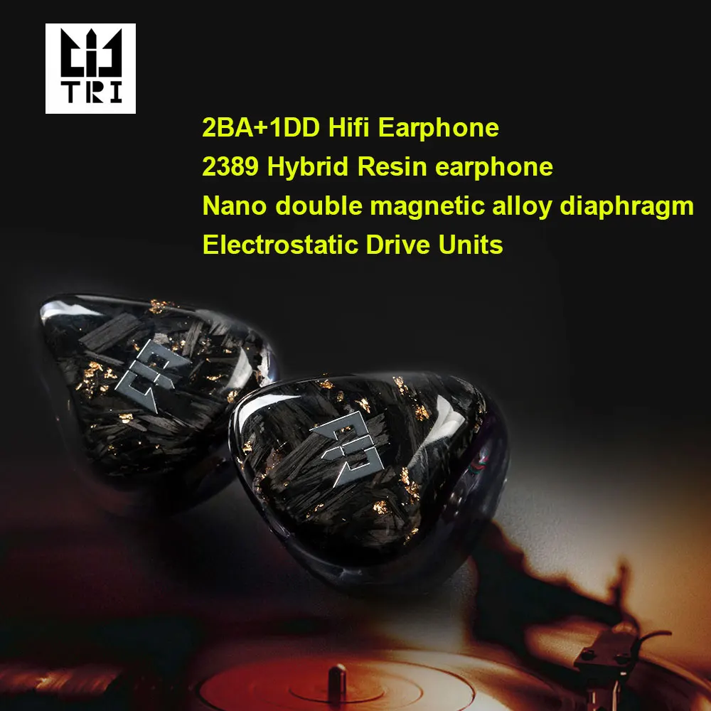 Наушники TRI I4 i3 2BA + 1DD Hi-Fi гибридные из смолы 10 мм с двойной магнитной диафрагмой