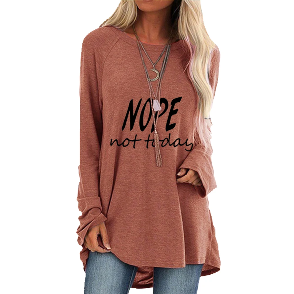 

Футболка с буквенным принтом, Женская длинная футболка с круглым вырезом, хлопковая футболка с длинным рукавом, женская одежда, женская фут...