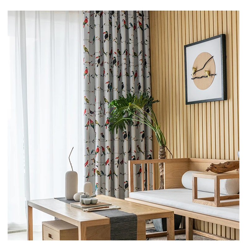 Занавеска С мультяшным принтом попугая для мальчиков и девочек Затемняющая