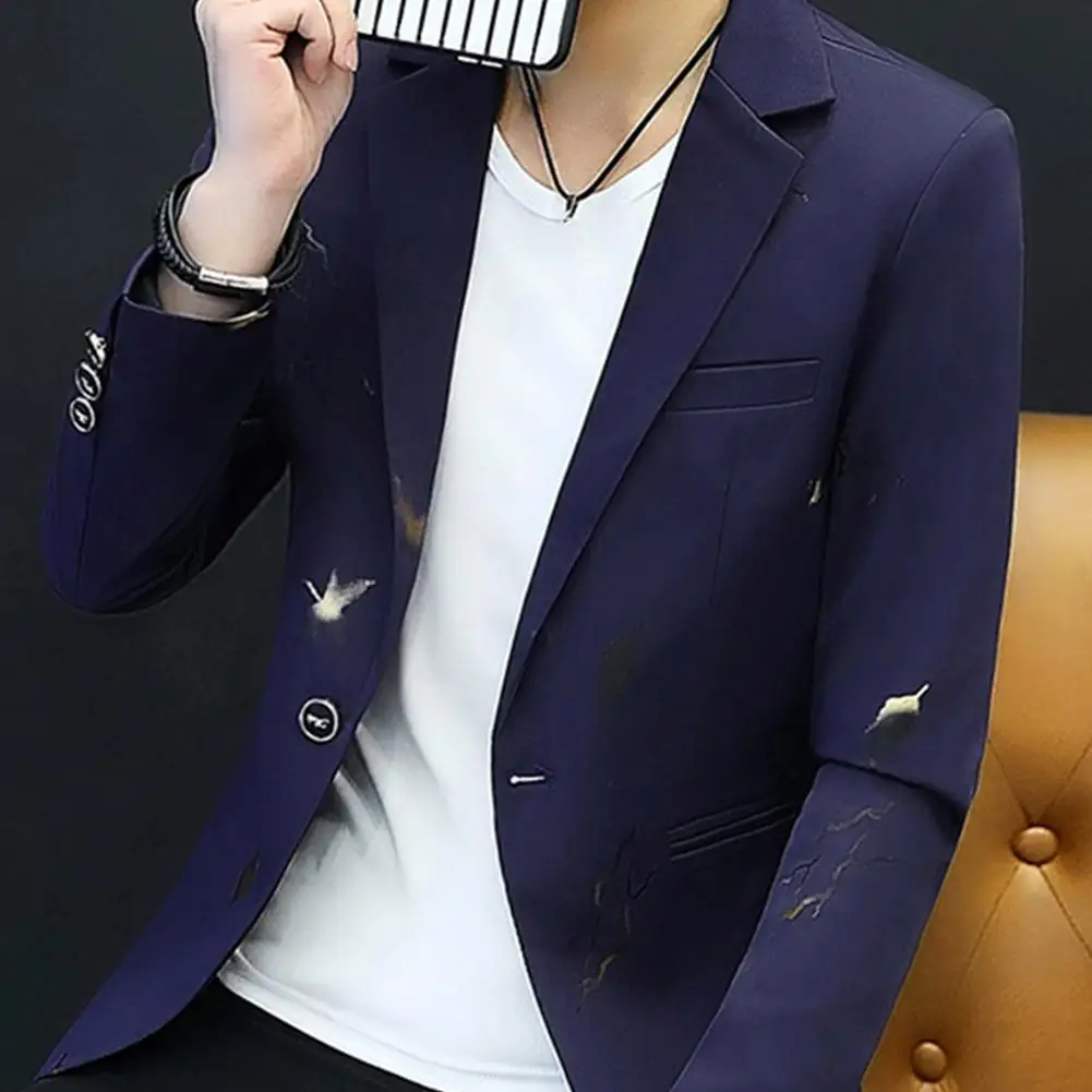 

Fashion autumn blazer for men Men Printed Casual Suit Business Blazer Long Sleeve Lapel One Button Slim Blazer Suit Jacket Coat