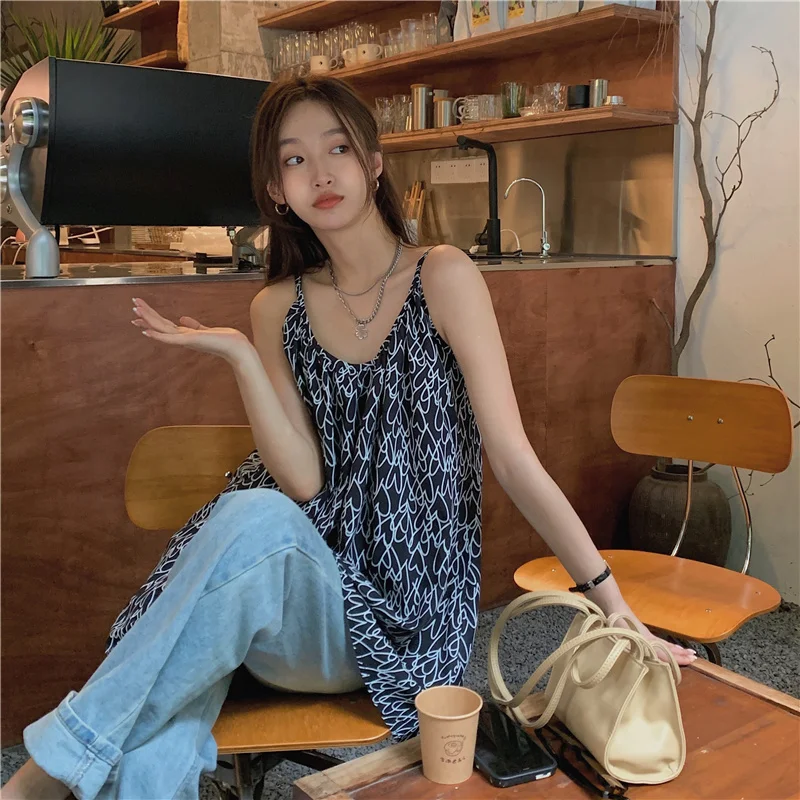 Design Sense Vest Of Love Printing Suspender Women Can Wear Out In Summer Casual And Thin Sleeveless Top |