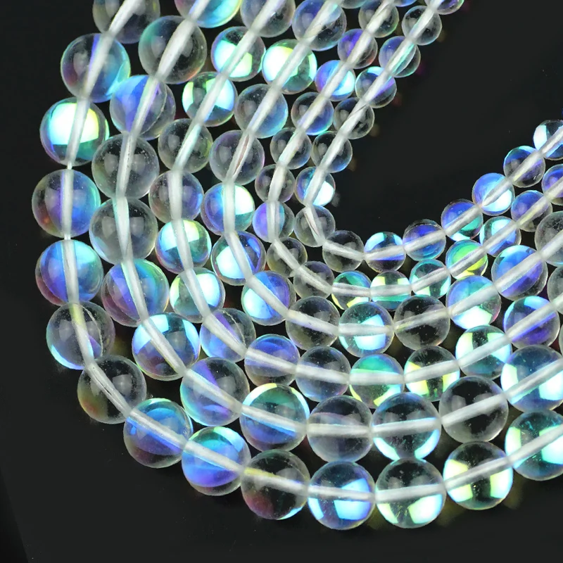 

HGKLBB круглые бусины белого цвета, блестящие бусины с кристаллами в форме Луны для самостоятельного изготовления ювелирных изделий, браслето...