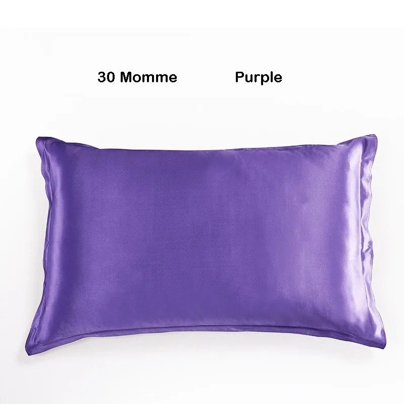 Purple 1 piece Чехол для подушки из шелка тутового шелкопряда для волос и кожи, размер королевы 20* 30in 30 Momme, чехол для подушки, шелковые наволочки с застежкой-конвертом - Цвет: Purple 1 piece