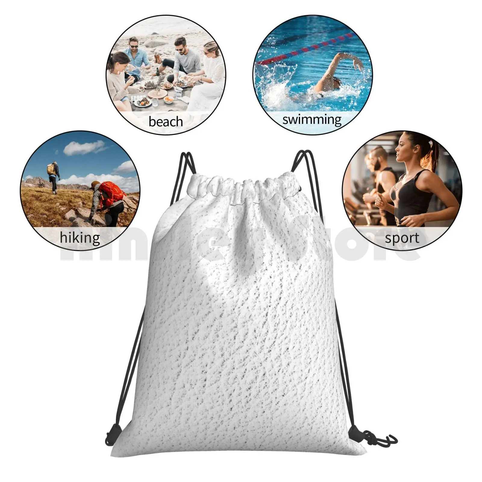 

White Leather Effect Backpack Drawstring Bags Gym Bag Waterproof Leather White Leather Effect Texture Chic Luxury Idea