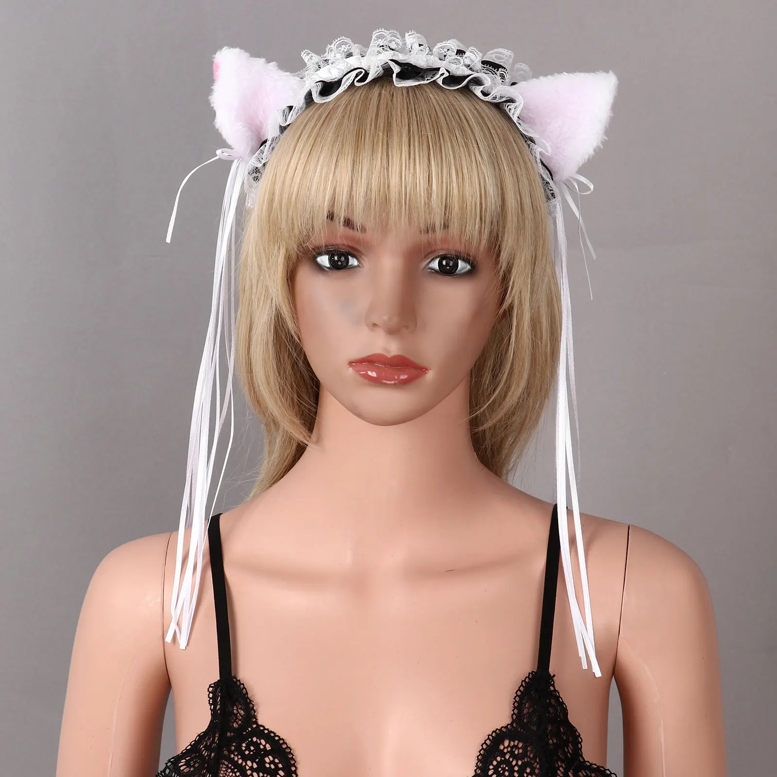 

Women Girls Cosplay Headband Cute Cat Ears Hair Hoop Lace Bells Tassel Hairband Role Play Kawaii Maid Headwear Hair Accessories