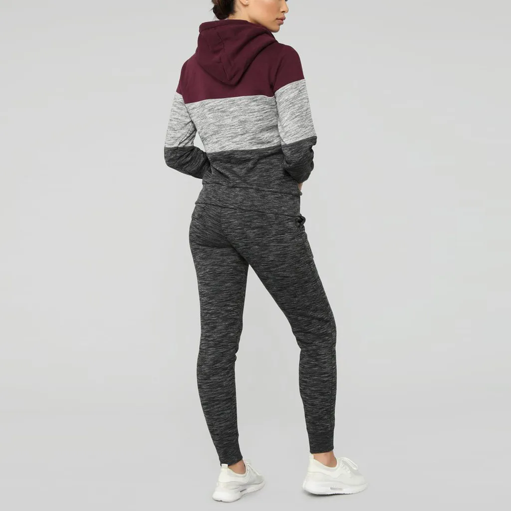 Спортивный костюм для женщин, комплект из двух предметов, sudadera mujer, зимний женский костюм для офиса, Женский Свободный Повседневный Спортивный костюм размера плюс