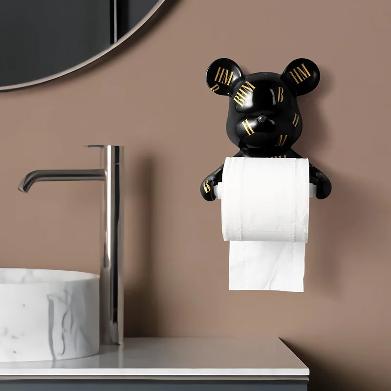 

Держатель для туалетной бумаги в виде головы медведя, настенный держатель для туалетной бумаги, статуи животного, декор для ванной комнаты, ...