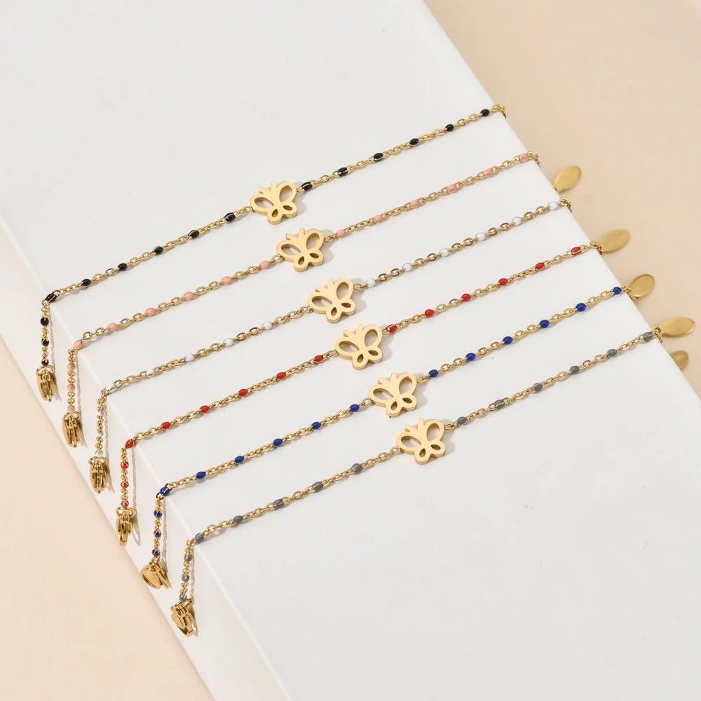 Женский браслет из нержавеющей стали ZMZY простой на запястье с милыми бабочками