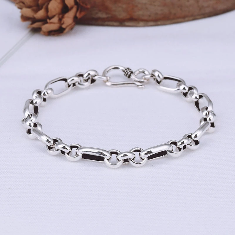 

Best Selling Fashion925 Sterling Silver Men's Bracelet Personality Creative Cross O Word Simple Couple Punk Hip Hop Jewelry Gift